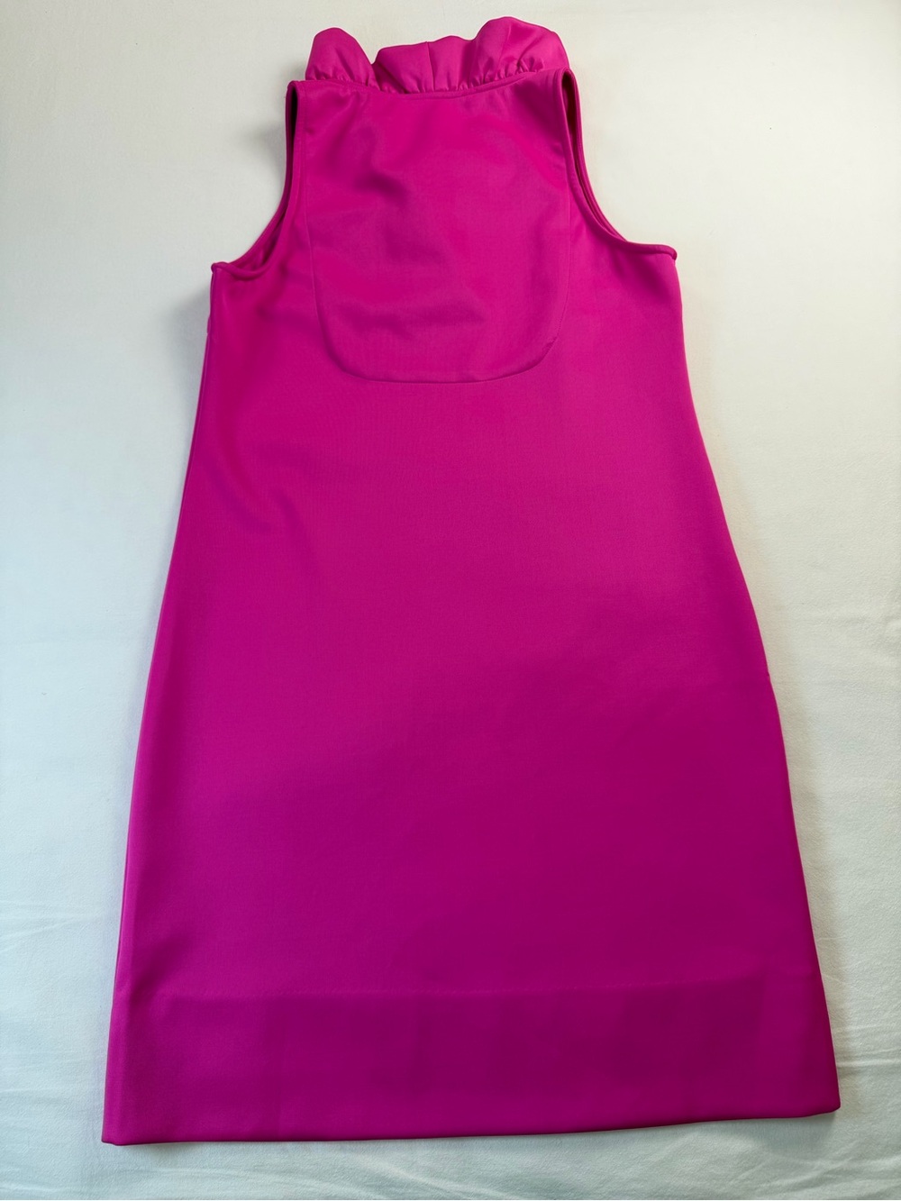 Gretchen Scott Hot Pink Ruffle Sleeveless Midi Shift Dress Size Small - Picture 9 of 10